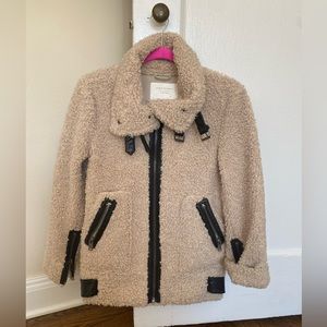 Zara Teddy Jacket with Leather Details